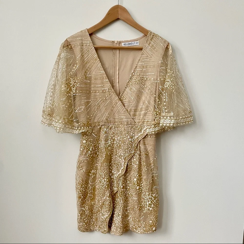 Hello Molly Cream Sequin Mini Dress - Picture 5 of 13